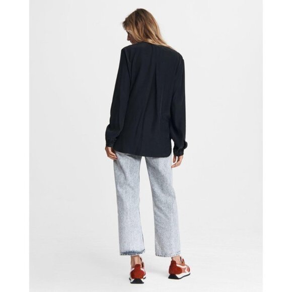 NWOT Rag and Bone Lora women black Silk Blouse  Relaxed Top size S - Picture 5 of 11